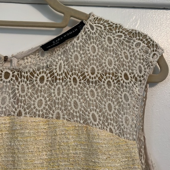 Zara yellow tweed and lace dress - Picture 2 of 4